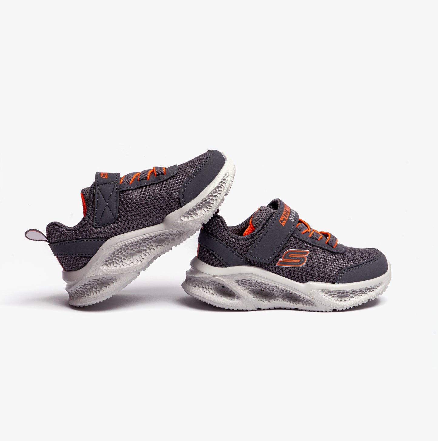 Skechers 401675N/CCOR METEOR-LIGHTS Boys Trainers Charcoal/Orange