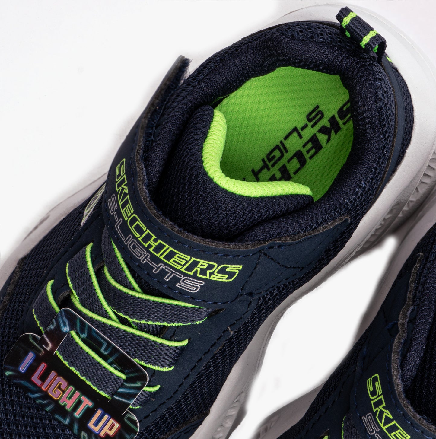 Skechers 401675N/NVLM METEOR-LIGHTS Boys Trainers Navy/Lime