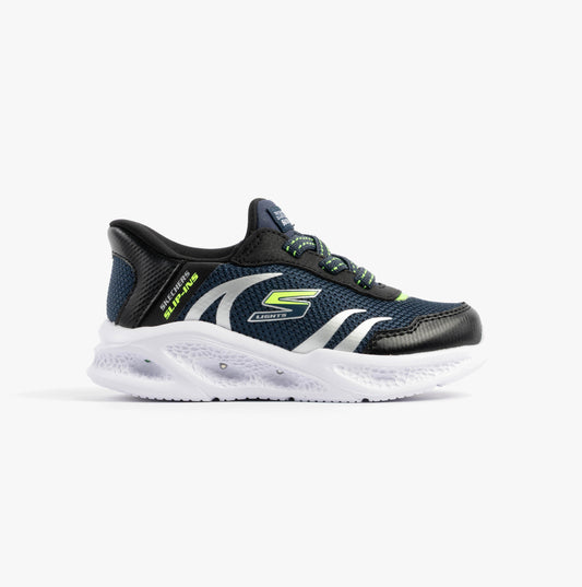 Skechers 403848N/NVBK METEOR-LIGHTS-BRISK-BEAMS Boys Trainers Navy/Black