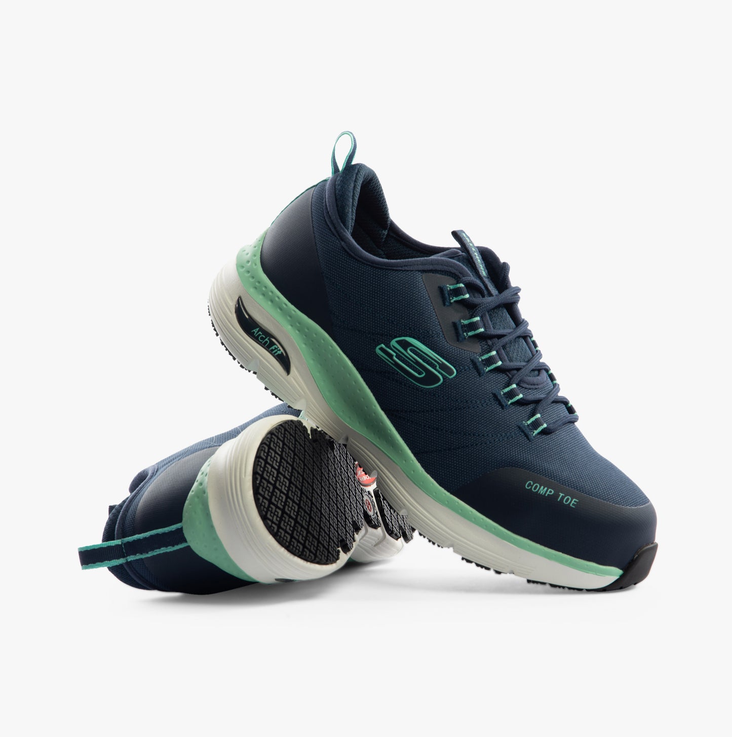 Skechers Work 108075EC ARCH FIT SR - EBINAL Womens Safety Trainers Navy/Aqua