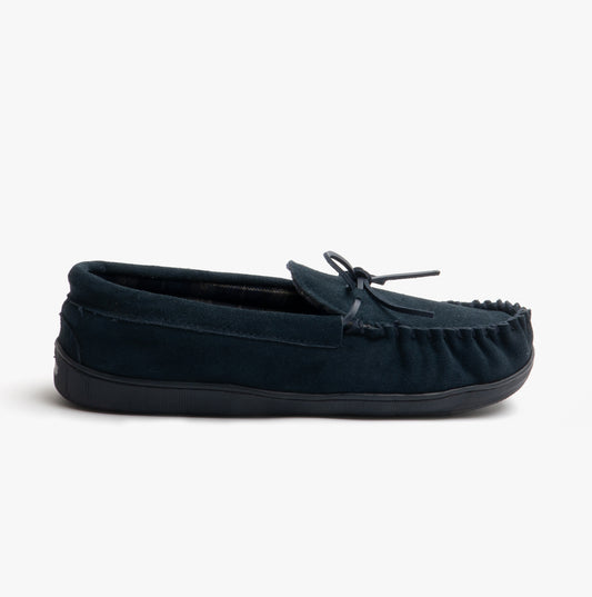Sleepers ADIE Mens Moccasin Slippers Navy Blue