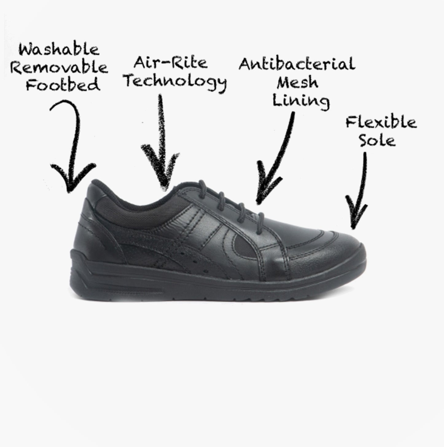 Start-Rite YOYO Boys Leather Lace Up School Shoes Black