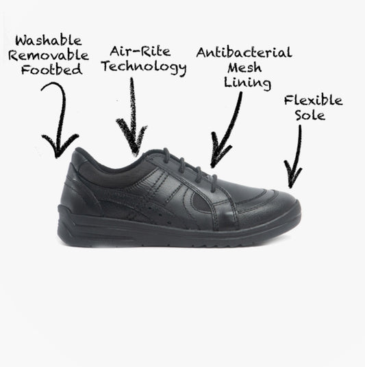 Start-Rite YOYO Boys Leather Lace Up School Shoes Black