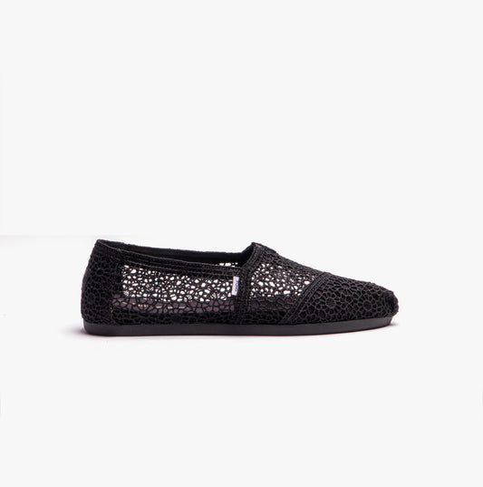 ALPARGATA Womens Crochet Espadrille Black