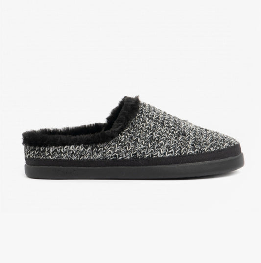 SAGE Womens Knitted Mule Slippers Black