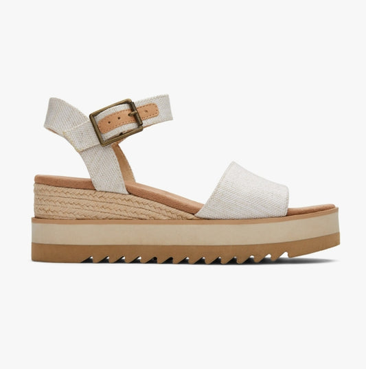 DIANA Womens Canvas Wedge Sandals Natural