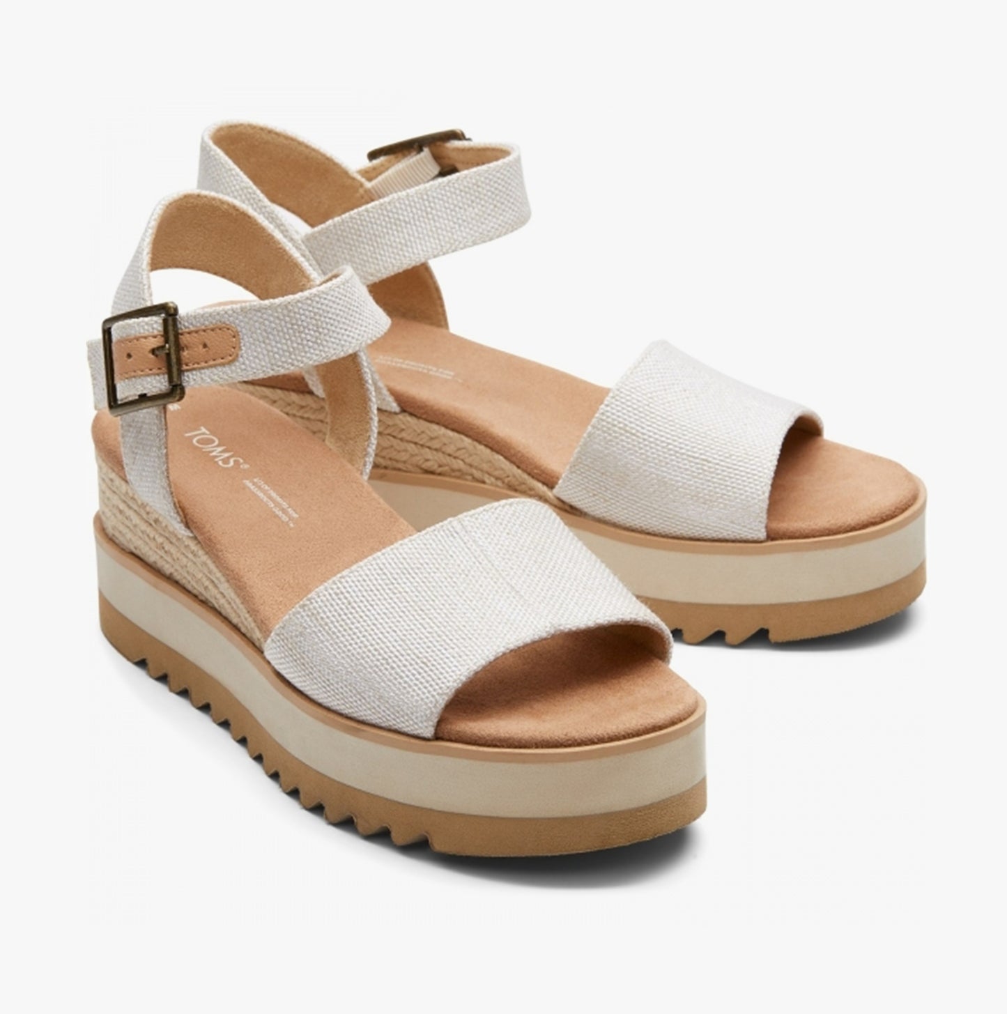 DIANA Womens Canvas Wedge Sandals Natural
