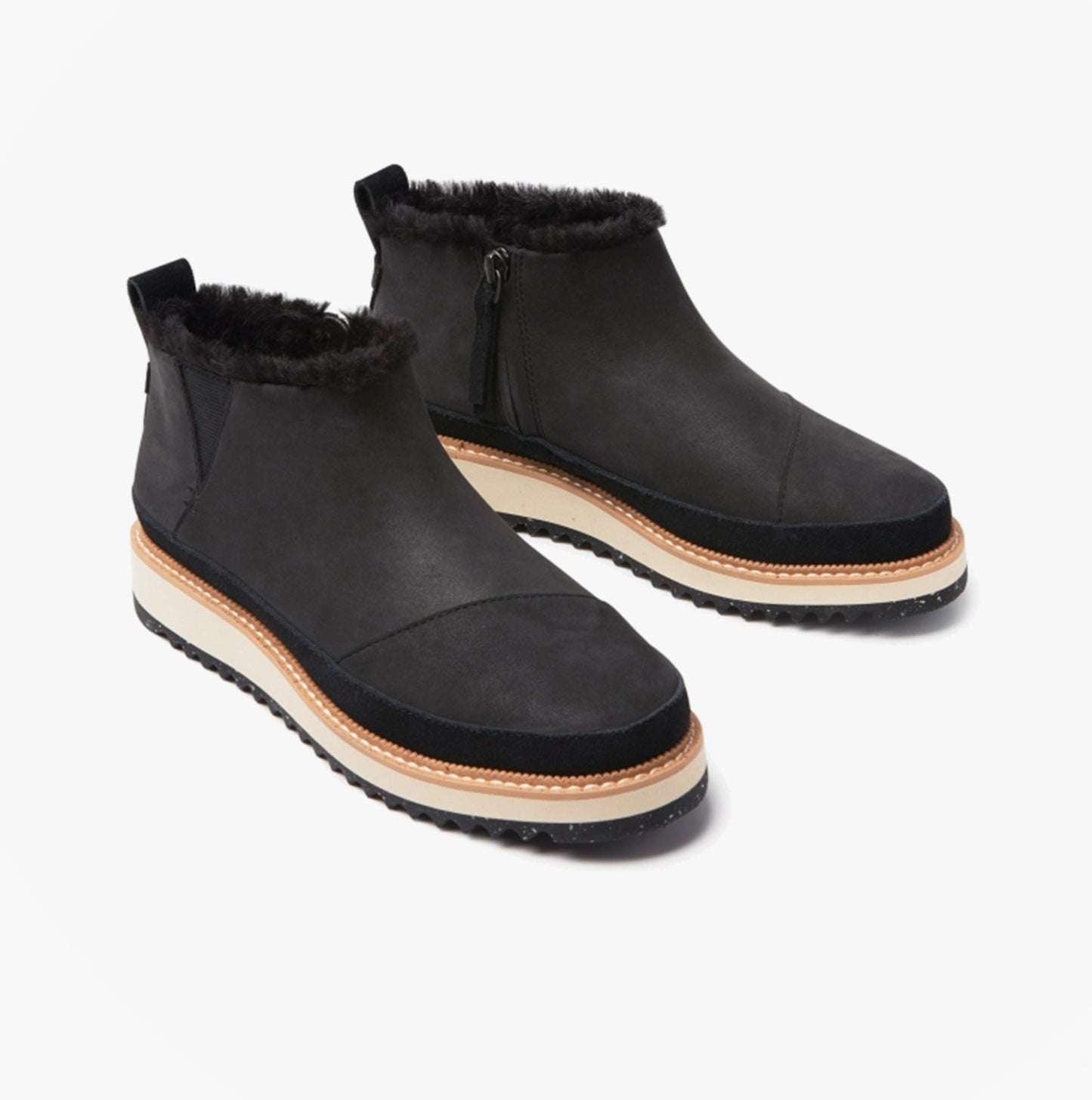 MARLO Womens Suede Sawtooth Sole Boots Black
