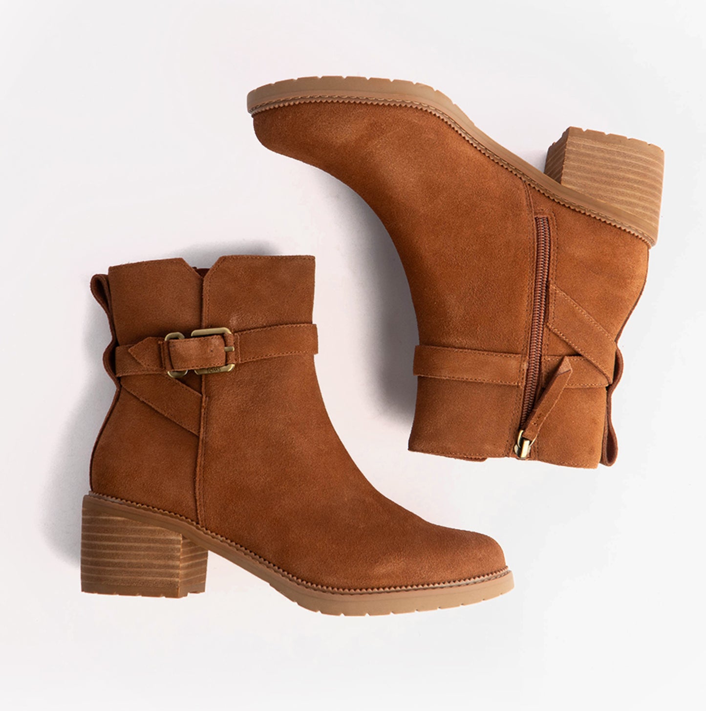 HAILEY BUCKLE Womens Ankle Boots Brown