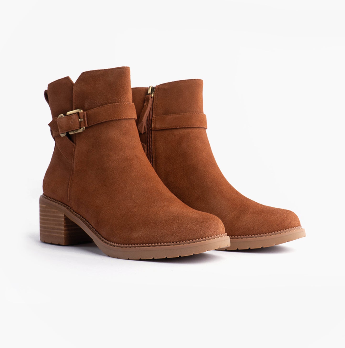 HAILEY BUCKLE Womens Ankle Boots Brown