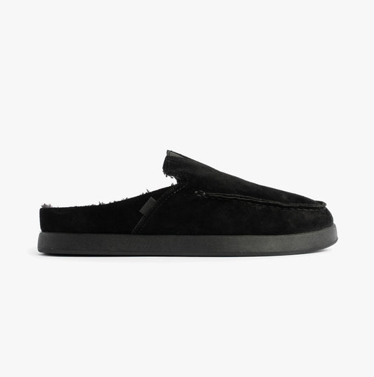 TOMS ALONSO MULE Mens Faux Shearling Lined Slippers Black