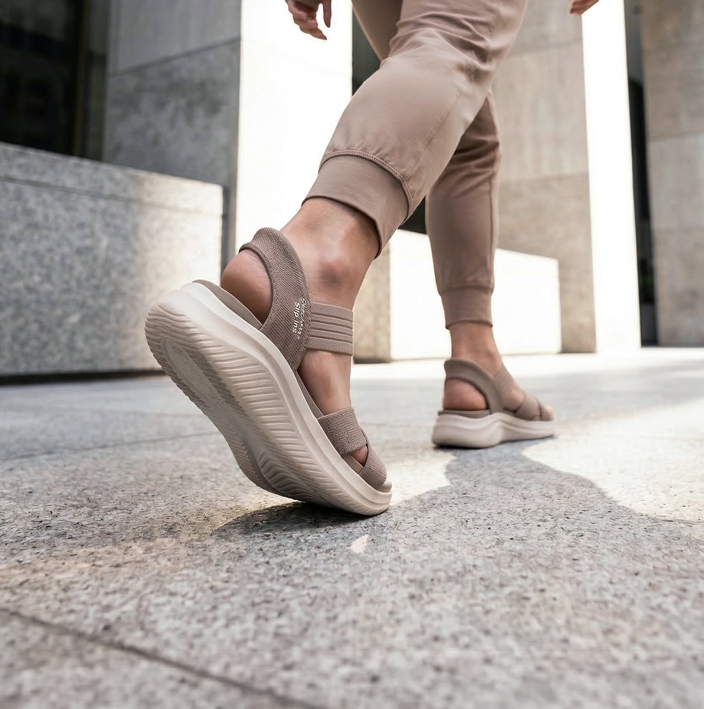 Skechers ULTRA FLEX 3.0 SANDAL - NEVER Womens Ankle Strap Sandals Taupe