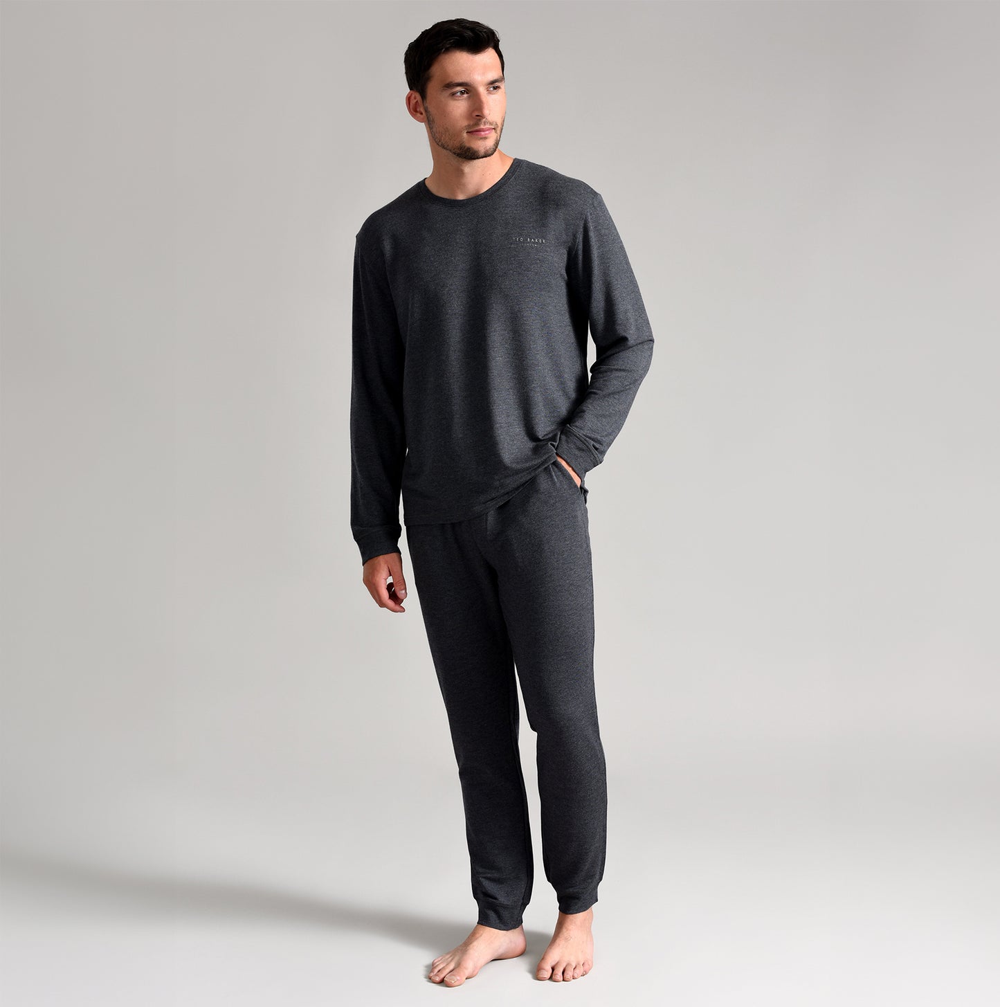 Ted Baker SUPER SOFT Long Sleeve Top Mens Dark Grey