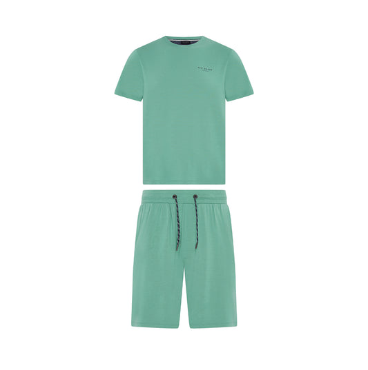 Modal T Shirt And Short Set Mens Loungewear Mint