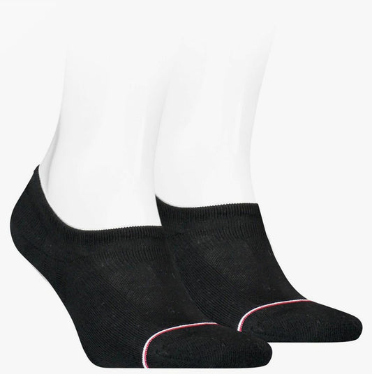 Tommy Hilfiger 2 Pack Mens Invisible Socks Black