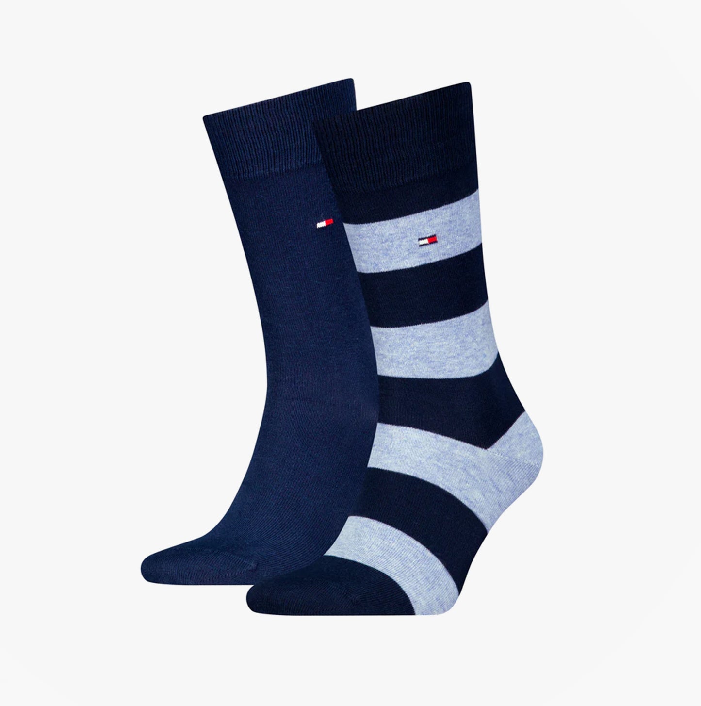Tommy Hilfiger 2 Pack Mens Crew Stripe Socks Light Blue