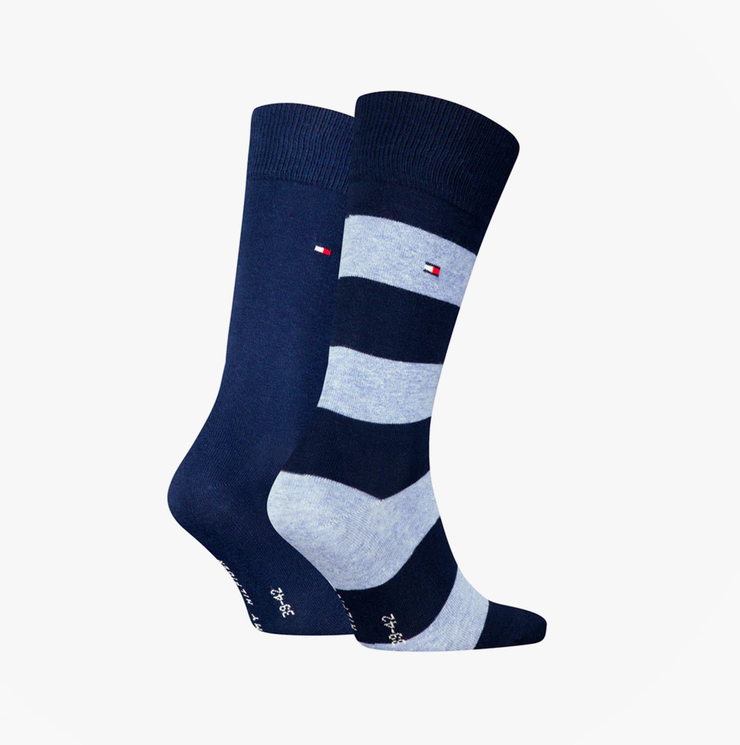 Tommy Hilfiger 2 Pack Mens Crew Stripe Socks Light Blue