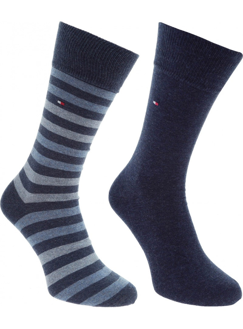 Tommy Hilfiger 2 Pack  Mens Crew Stripe Socks Navy