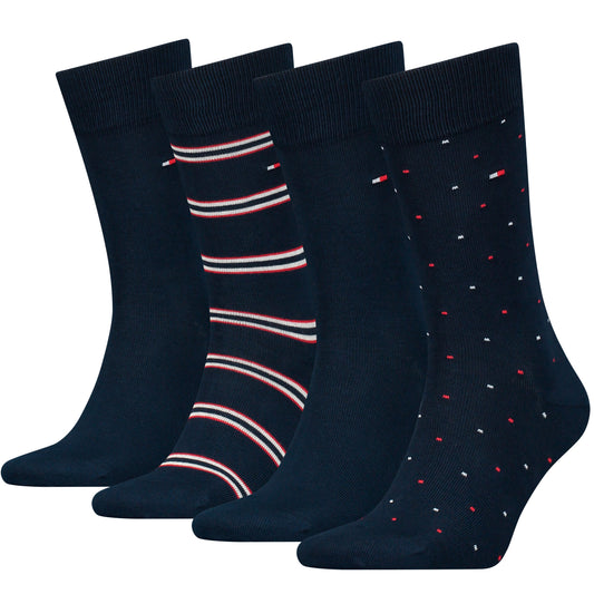 Tommy Hilfiger 4 Pack Giftboxed Classic Mens Crew Socks Navy