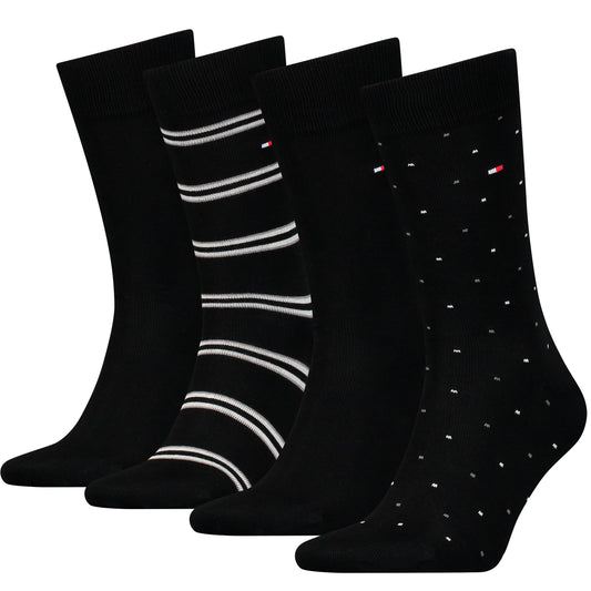Tommy Hilfiger 4 Pack Giftboxed Classic Mens Crew Socks Black