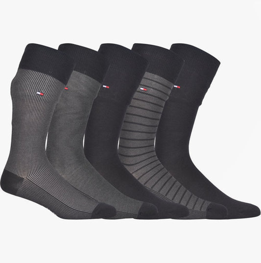 Tommy Hilfiger 5 Pack Giftboxed Classic Mens Crew Socks Black
