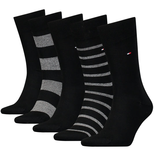 Tommy Hilfiger 5 Pack Giftboxed Classic Mens Crew Socks Black
