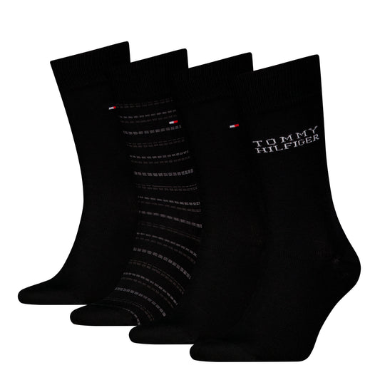 Tommy Hilfiger 4 Pack Giftboxed Classic Mens Crew Socks Black