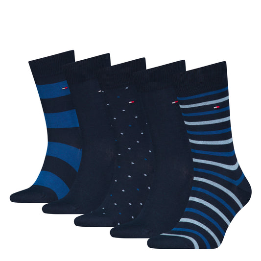 Tommy Hilfiger 5 Pack Giftboxed Classic Mens Crew Socks Navy