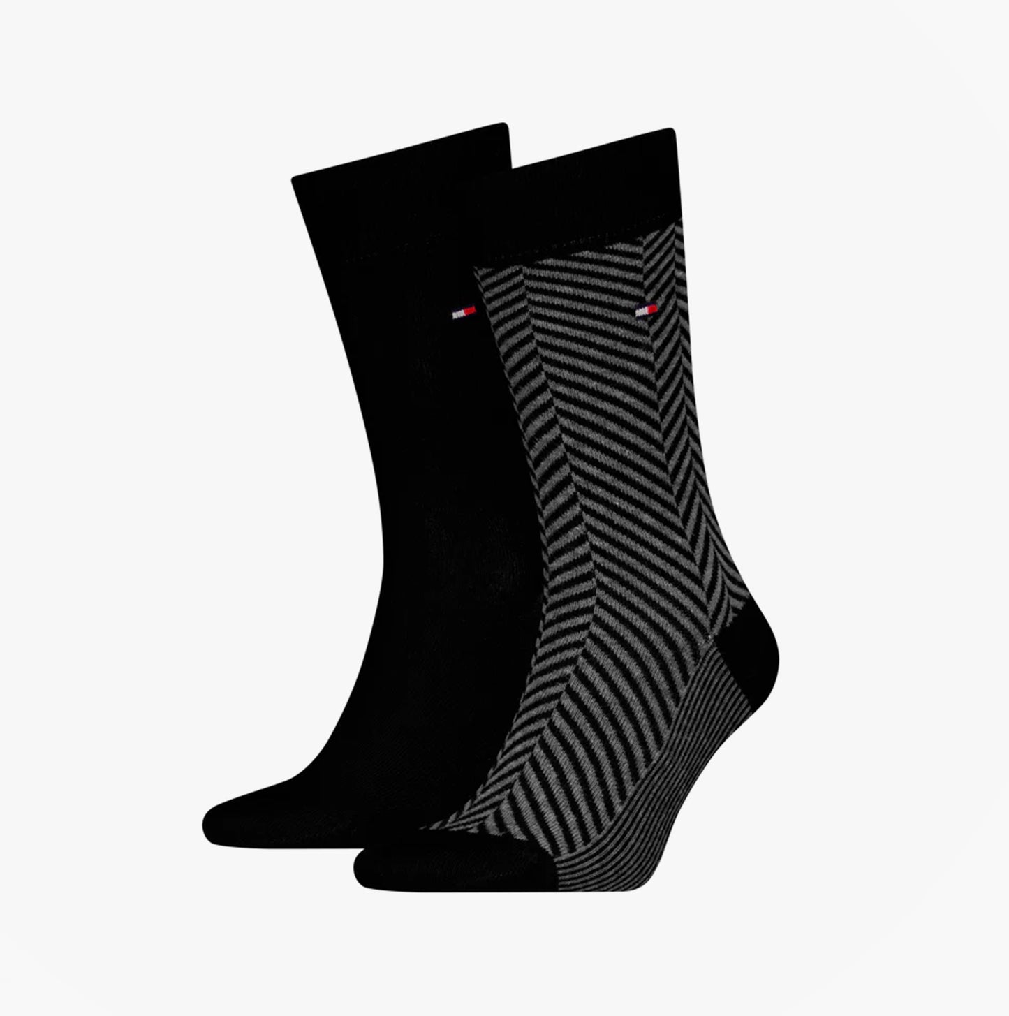 Tommy Hilfiger 2 Pack Classic Mens Crew Socks Black/Grey