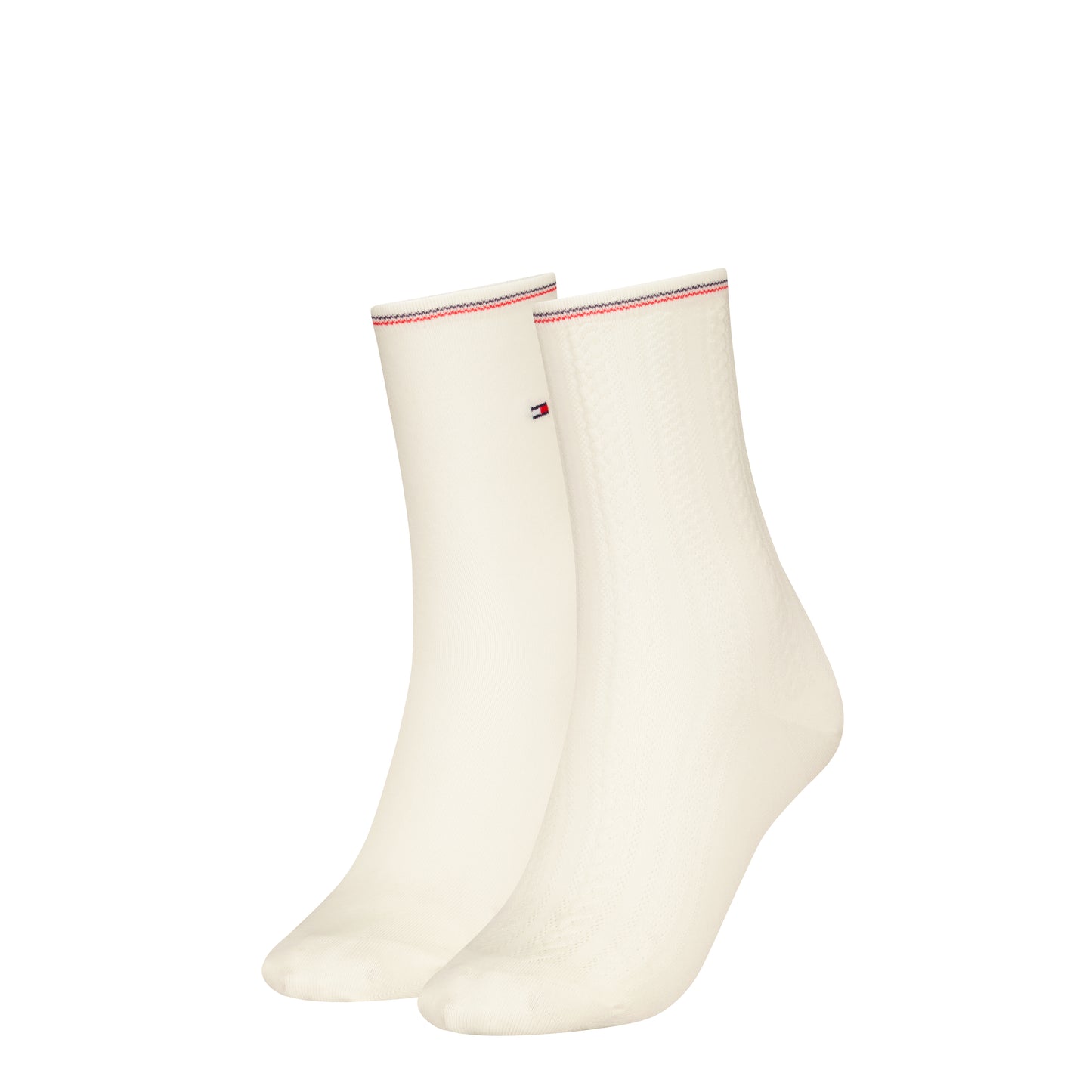 Tommy Hilfiger 2 Pack Womens Crew Socks White