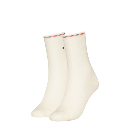 Tommy Hilfiger 2 Pack Womens Crew Socks White