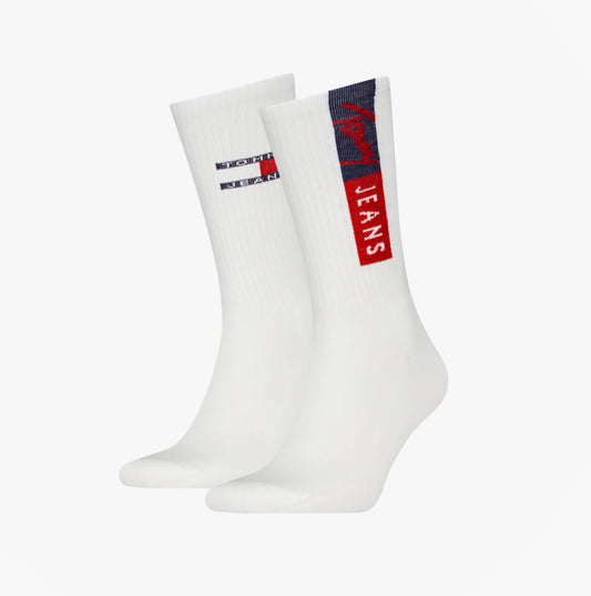 Tommy Hilfiger 2 Pack Flag Trainer Mens Crew Socks White