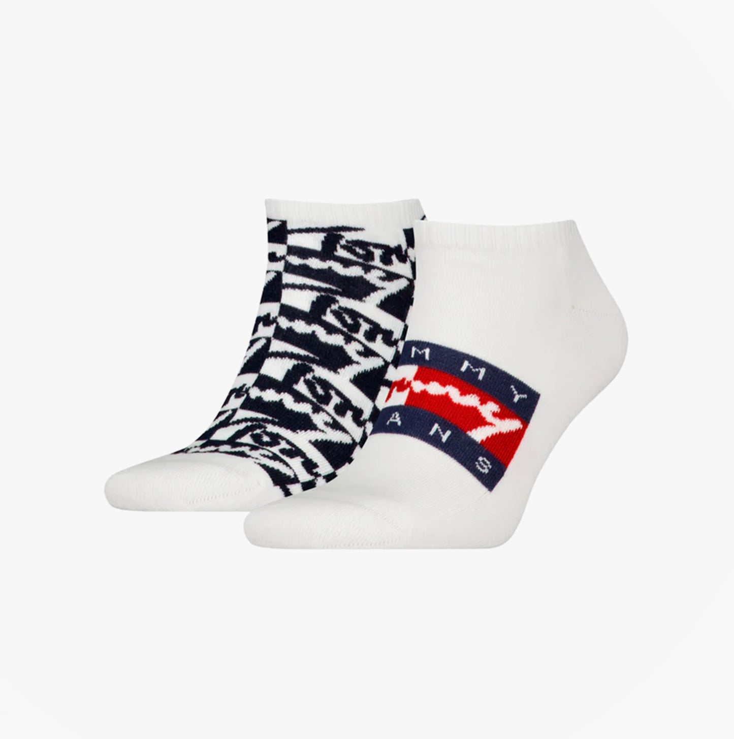Tommy Hilfiger 2 Pack Trainer Graffiti Mens Ankle Socks White