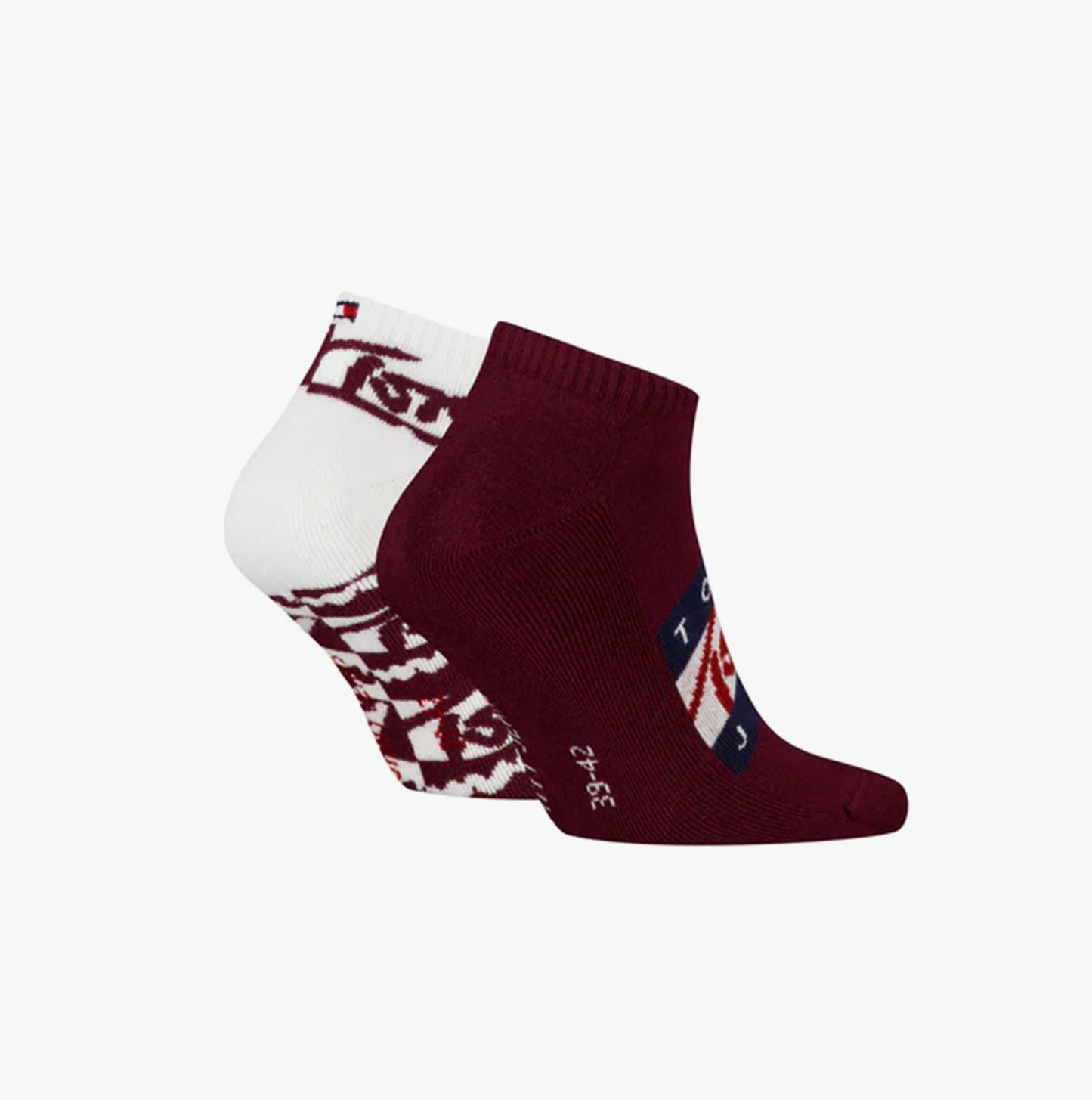 Tommy Hilfiger 2 Pack Trainer Graffiti Mens Ankle Socks Red