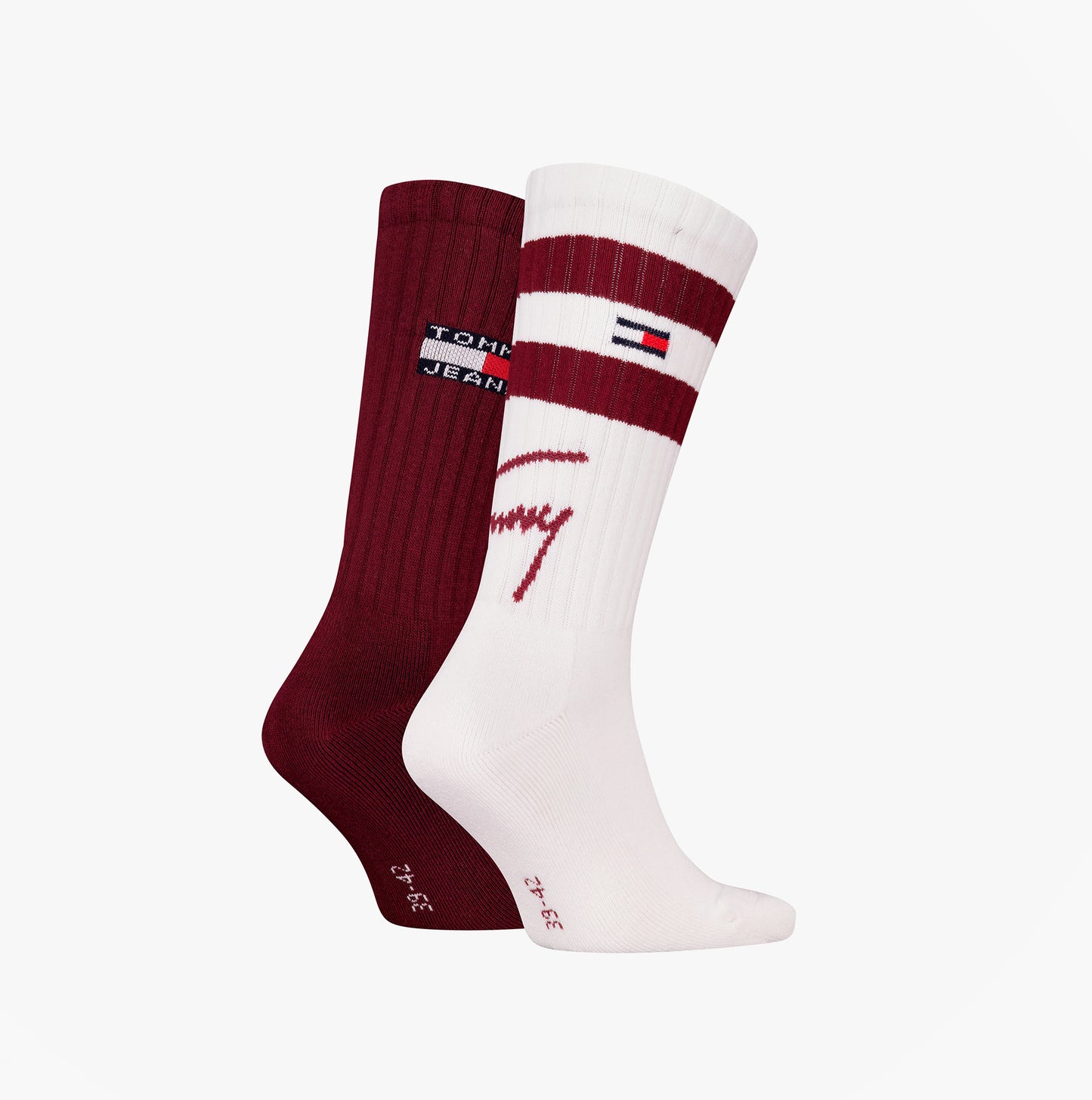 Tommy Hilfiger 2 Pack Trainer Signature Mens Crew Socks Red