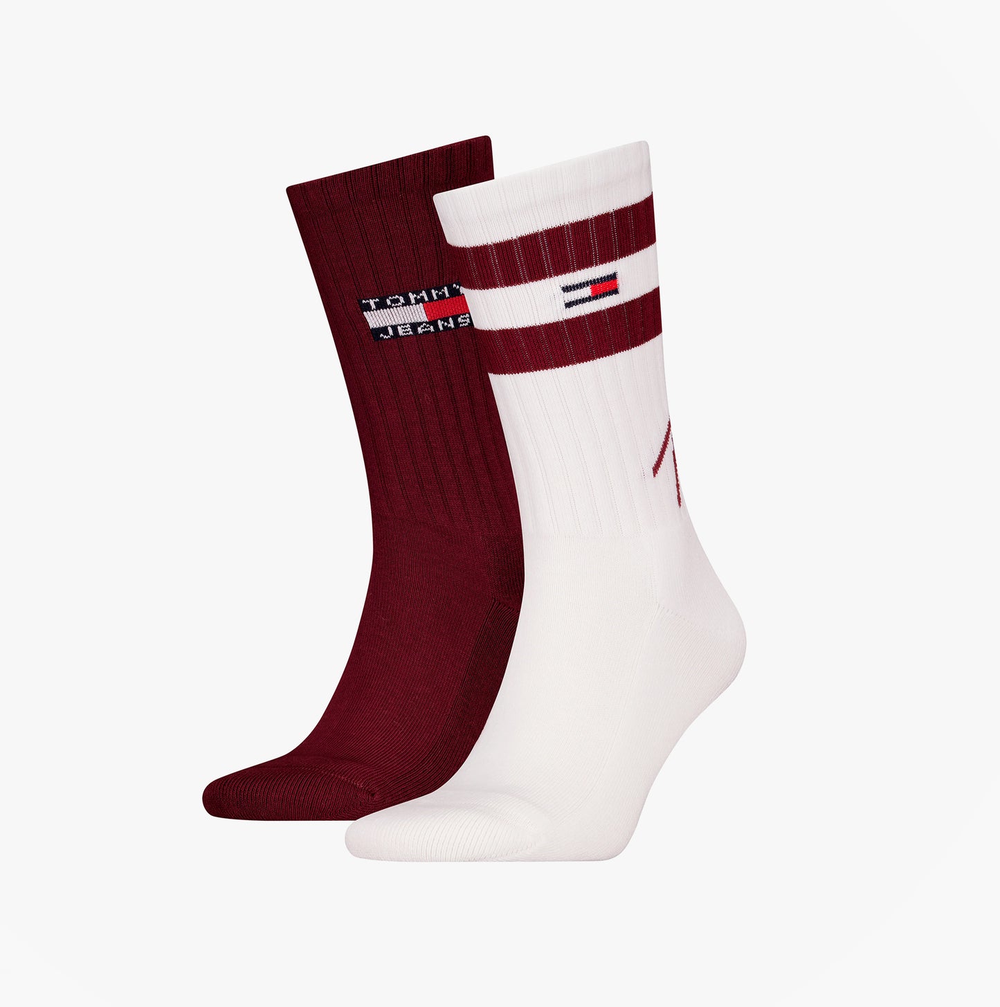 Tommy Hilfiger 2 Pack Trainer Signature Mens Crew Socks Red