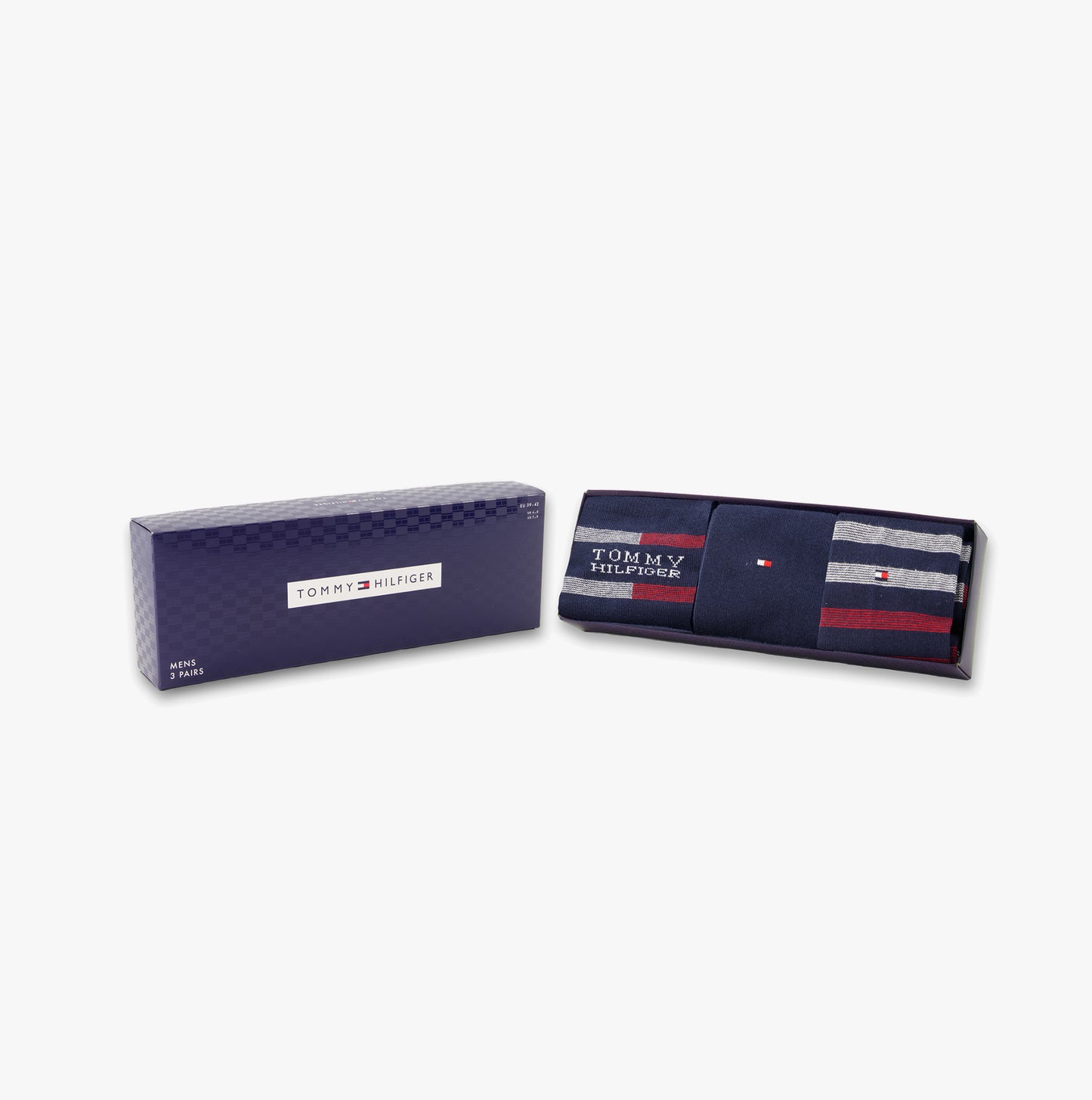 Tommy Hilfiger 3 Pack Giftbox Tommy Stripe Mens Socks Navy