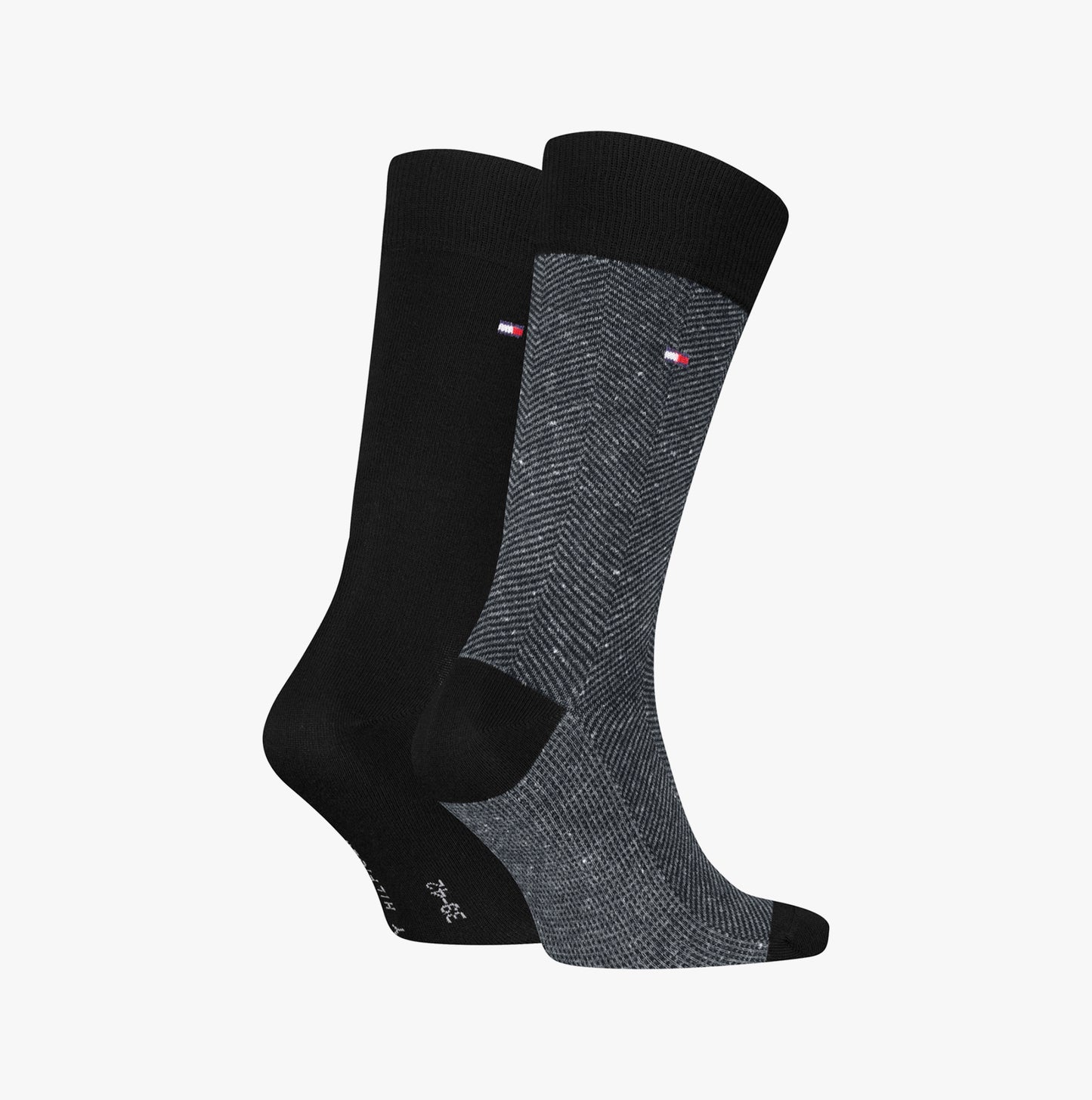 Tommy Hilfiger 2 Pack Nappy Herringbone Mens Socks Black