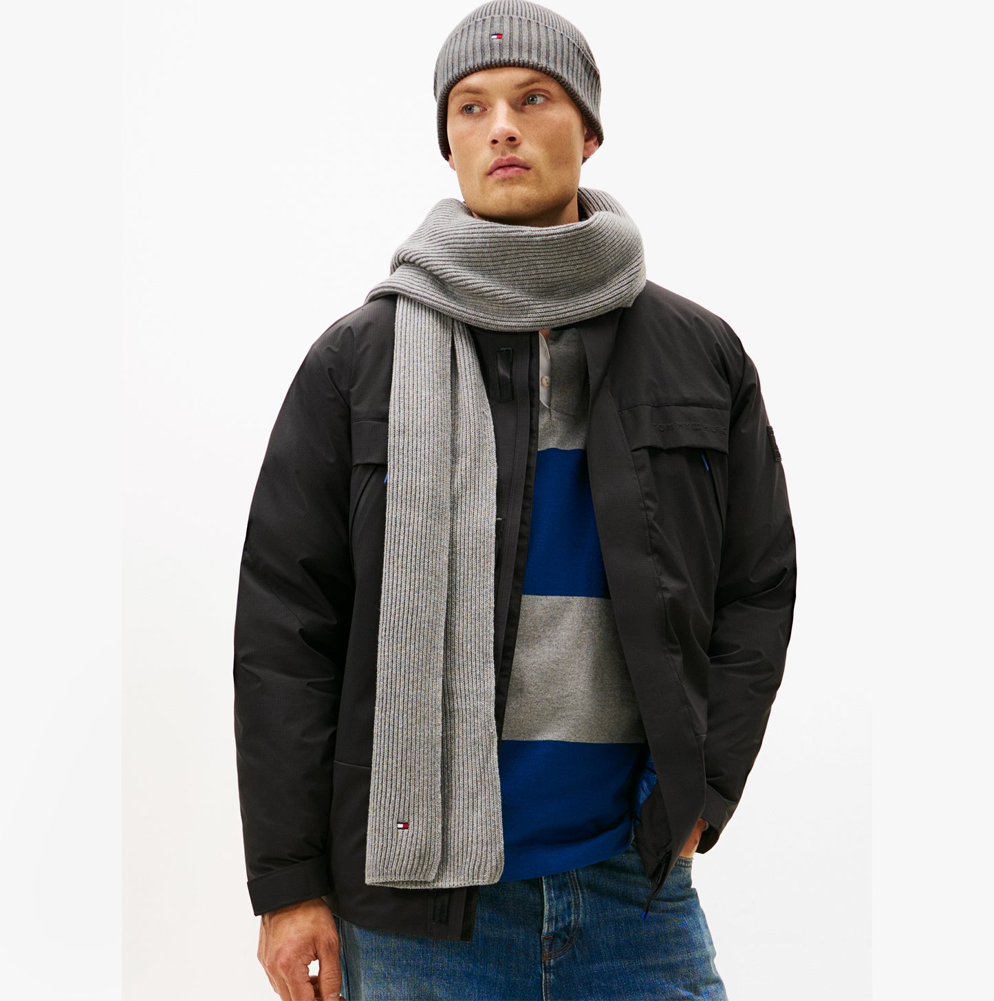 Tommy Hilfiger AM0AM13807 TH FLAG BEANIE & SCA Mens Beanie Mid Grey Heather