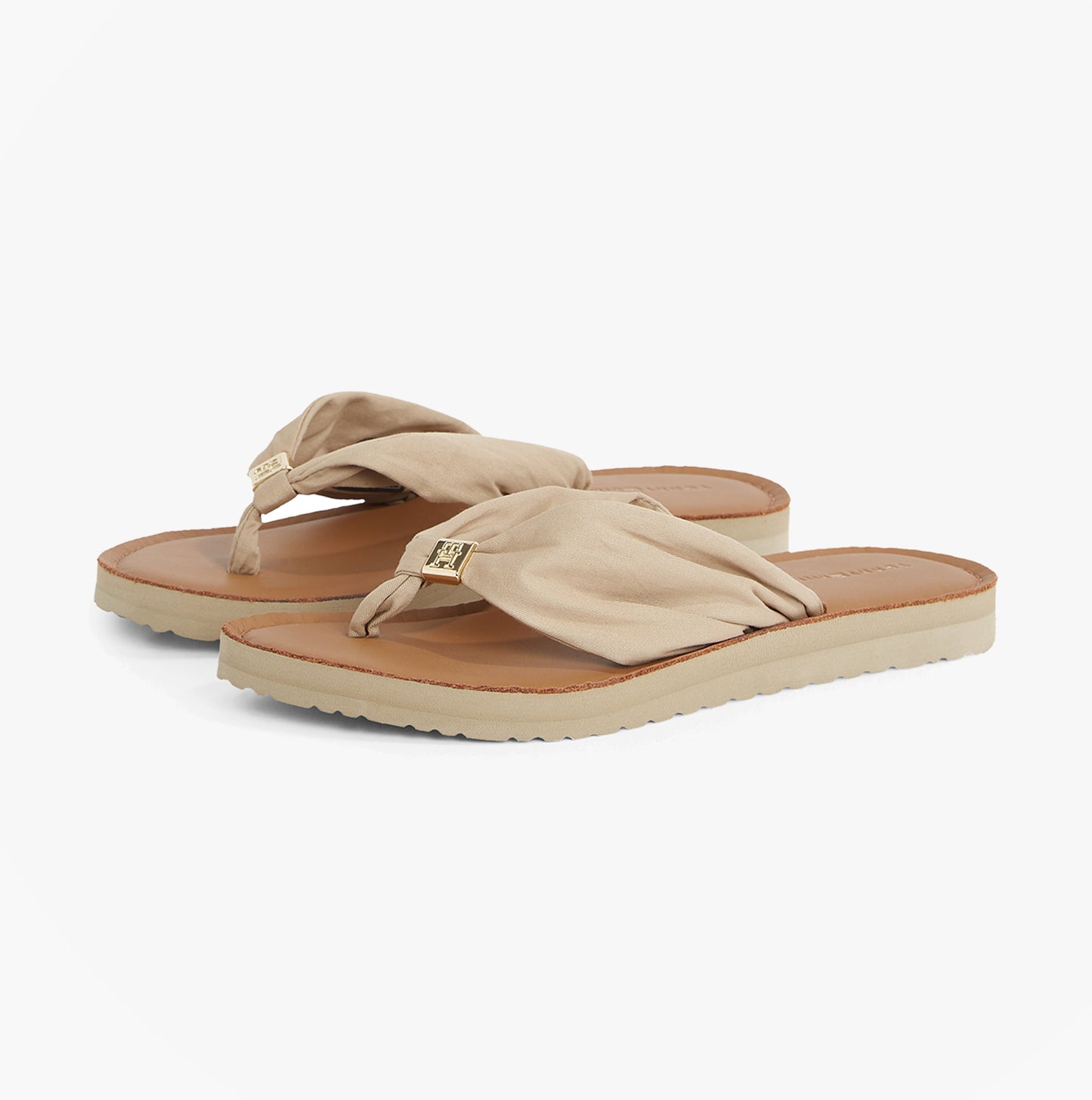 Tommy Hilfiger Monogram Plaque Womens Flip-Flop Beige