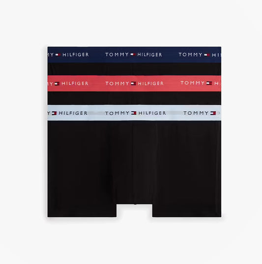 Tommy Hilfiger Mens 3 Pack Signature Repeat Logo Waistband Trunks black