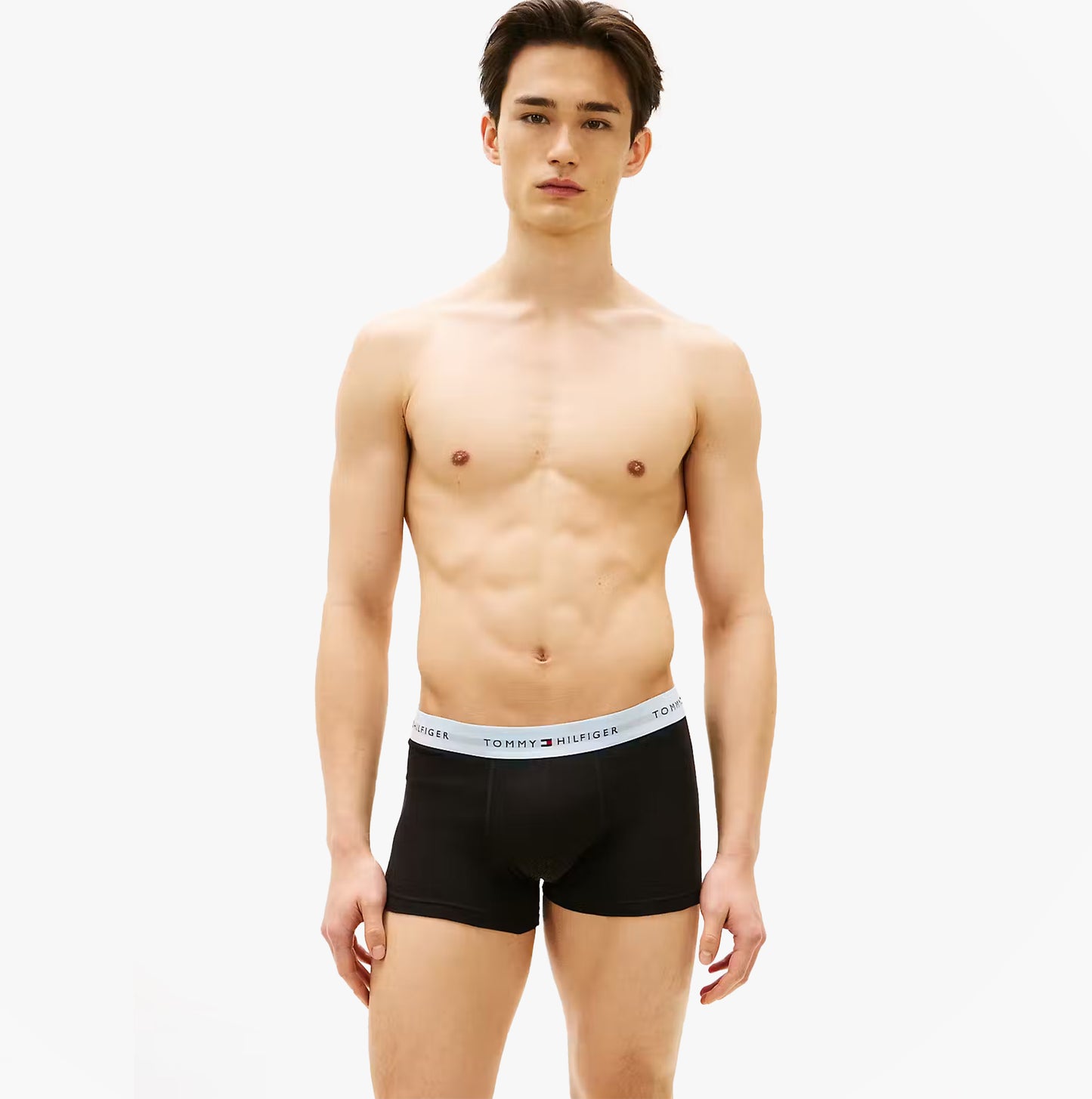 Tommy Hilfiger Mens 3 Pack Signature Repeat Logo Waistband Trunks black