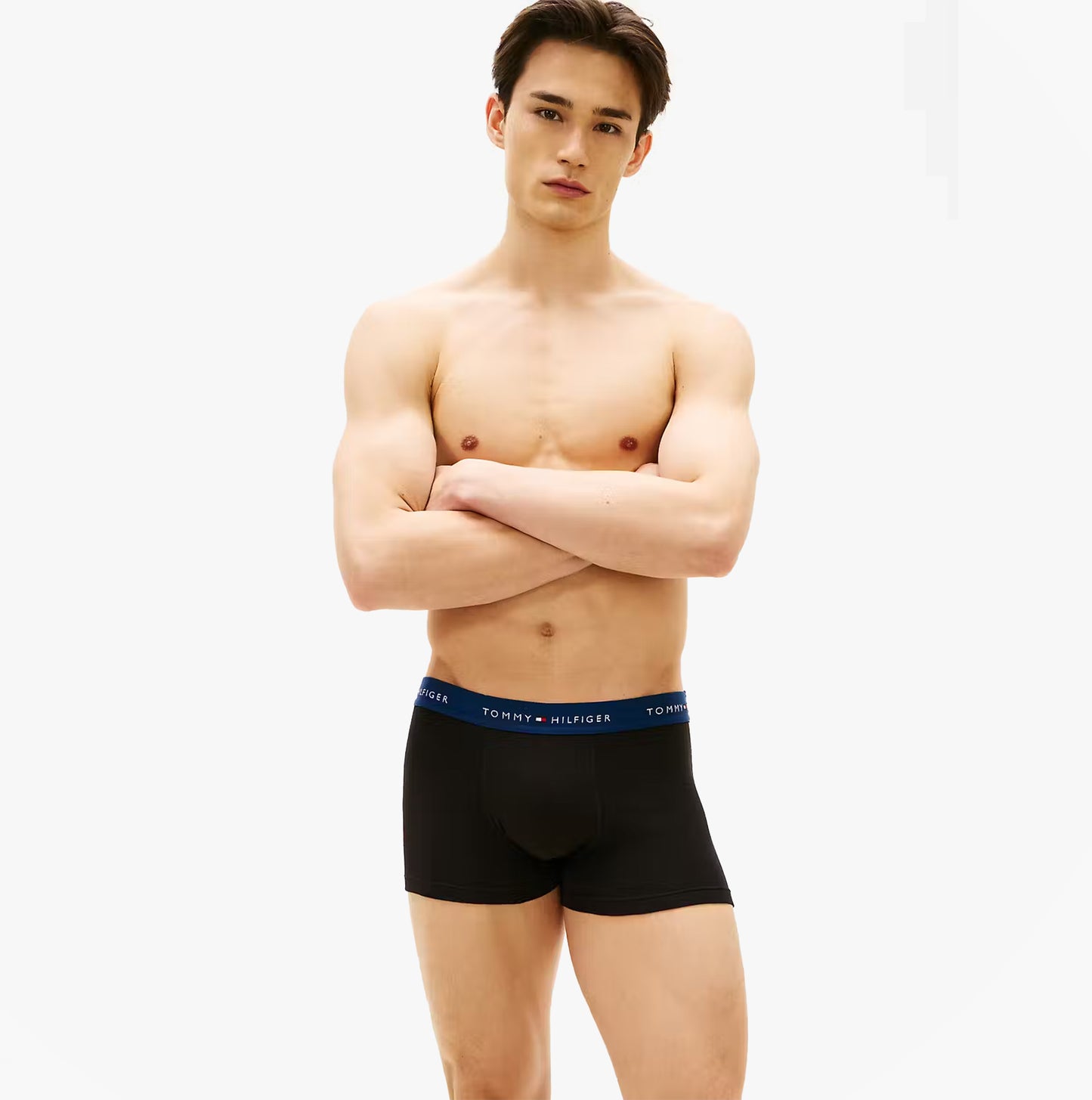 Tommy Hilfiger Mens 3 Pack Signature Repeat Logo Waistband Trunks black