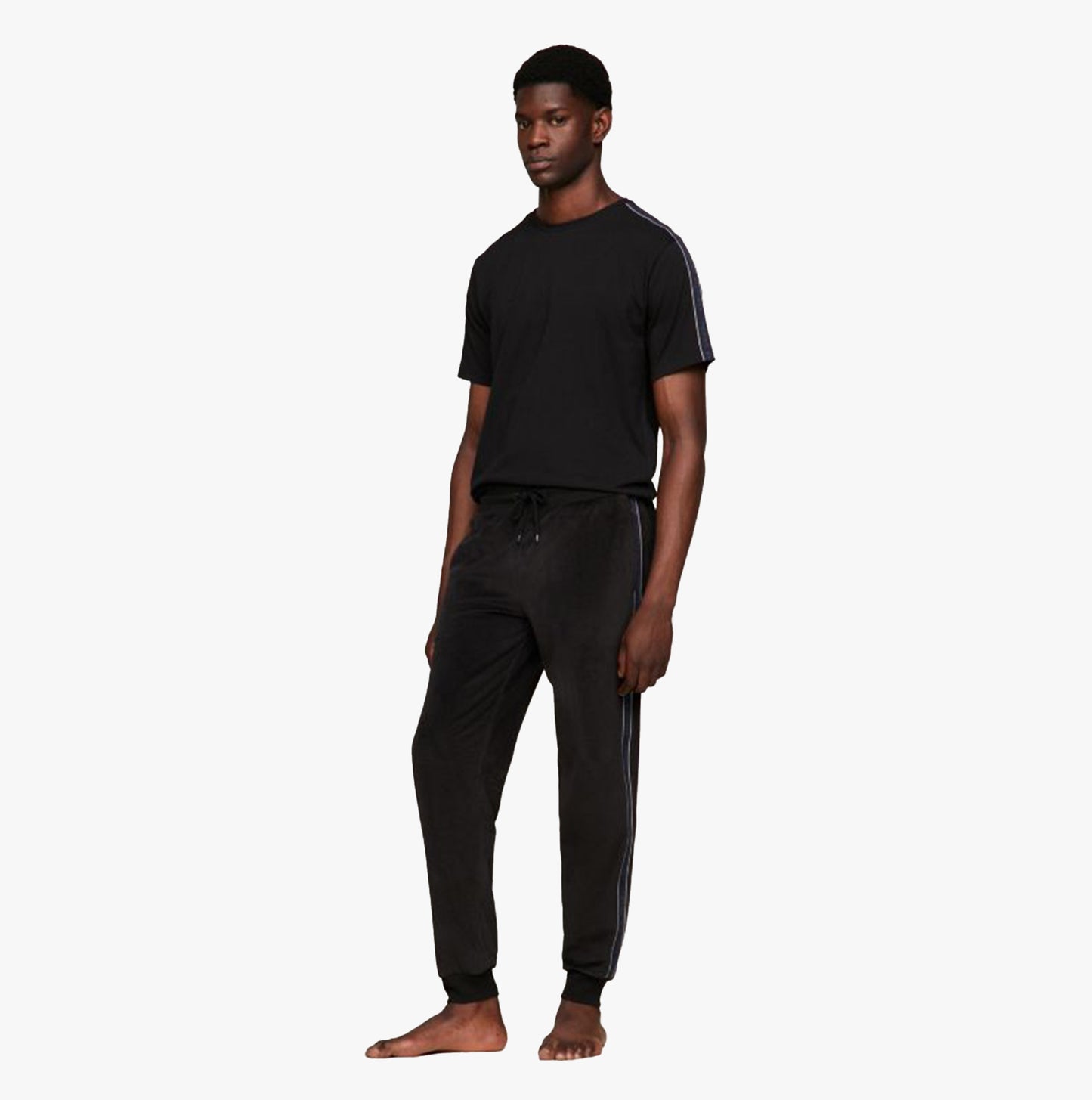 Tommy Hilfiger TH ESTABLISHED Mens Ribbed Velour Lounge Joggers Black
