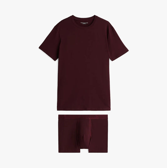 Tommy Hilfiger EVERYDAY LUXE Mens Trunk & Tee Deep Burg/Deep Burg