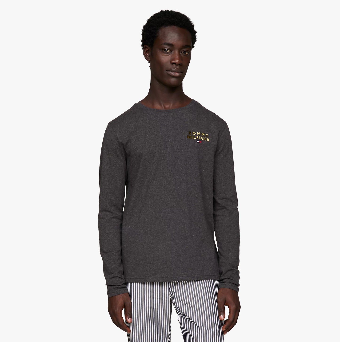 Tommy Hilfiger LS TEE LOGO GOLD Mens Sweatshirt Dark Grey Ht