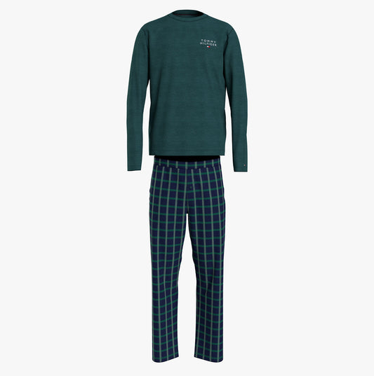 Tommy Hilfiger FLANNEL Mens Long-Sleeve Pyjama Set Deep Spruce/TH Woven Check
