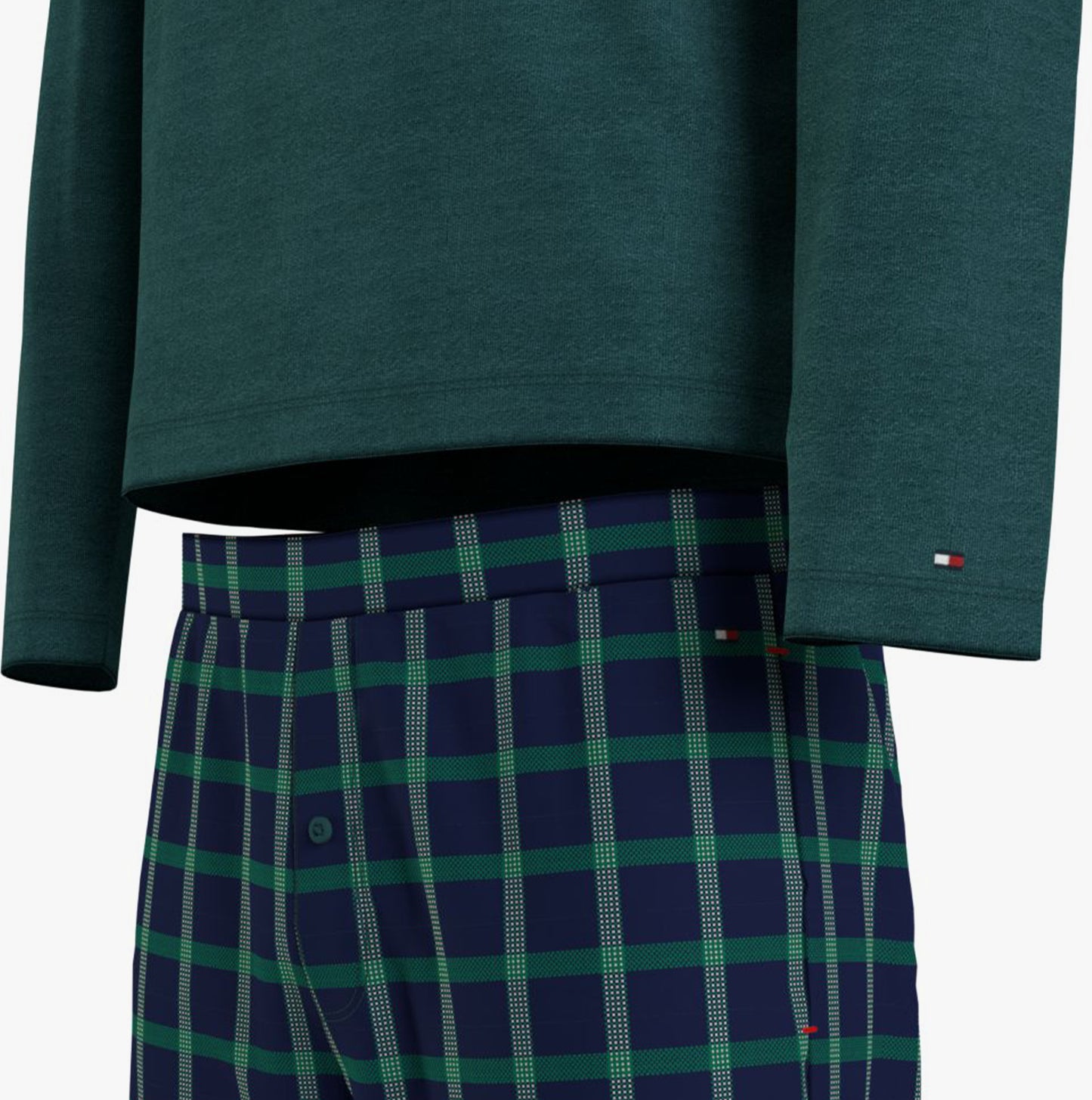 Tommy Hilfiger FLANNEL Mens Long-Sleeve Pyjama Set Deep Spruce/TH Woven Check