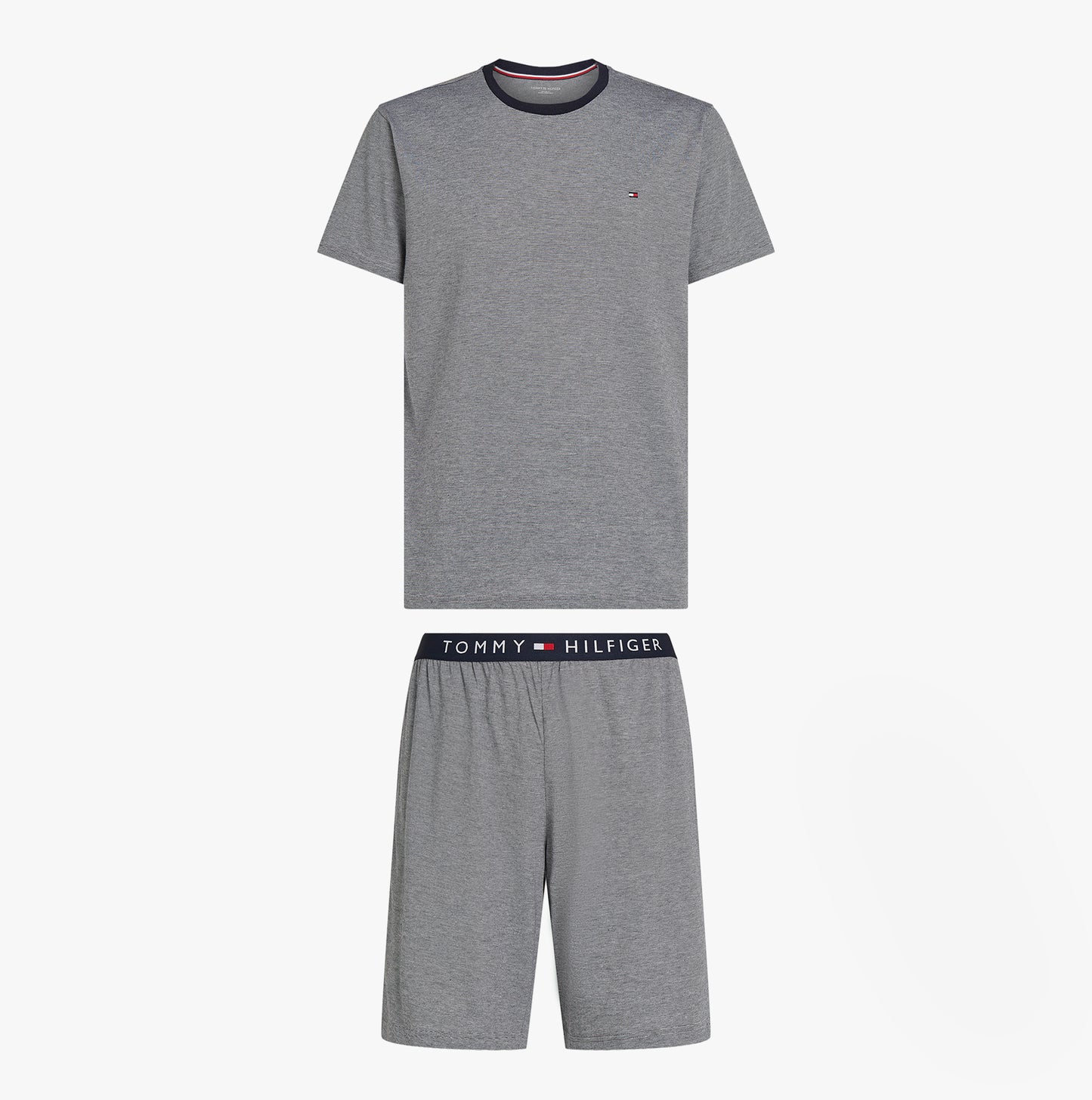 Tommy Hilfiger TH ORIGINAL Mens Jersey Pyjama Set Mini Stripes Blue
