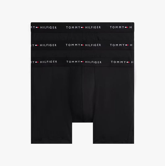 Tommy Hilfiger Mens Signature Microfibre 3 Pack Boxer Briefs Black